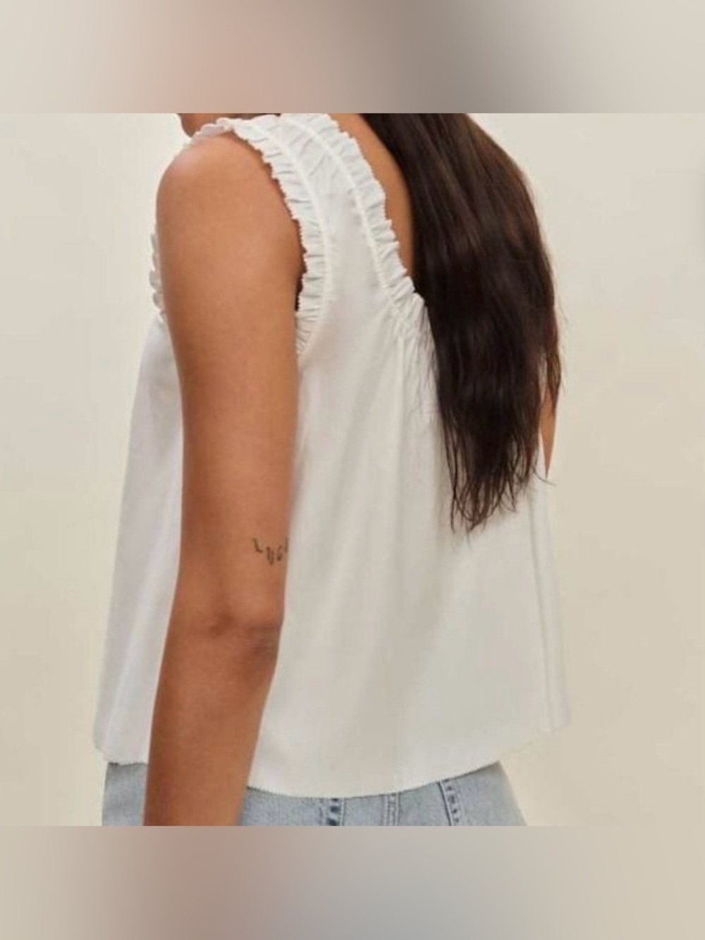 Reformation White Ruffle-Trim Square Neck Tank - Picture 4 of 5